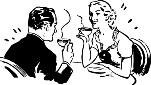 clip art clipart svg coffee woman vintage 人物 contour outline man black & white tea dining couple 剪贴画 男人 女人 女性 轮廓