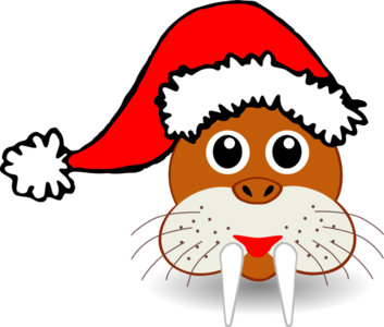 svg 动物 animals colors face christmas xmas hat santa claus hat walrus 帽子 圣诞 圣诞节 彩色