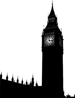 building clip art clipart svg architecture public domain black and white old tower clock silhouette city outline big ben england houses of parliament london 剪贴画 剪影 黑白 建筑 建筑物 城市