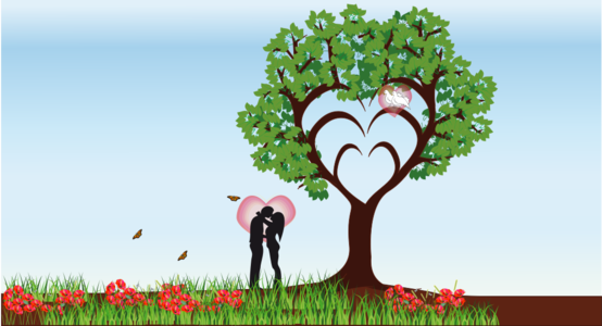 svg nature birds 爱情 heart lovers butterflies couple doves kiss spring tree of love 春天 春季 心形 心脏
