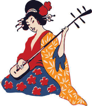 clip art clipart svg public domain 音乐 instrument woman 人物 女孩 geisha japan shamisen 剪贴画 女人 女性 日本 乐器
