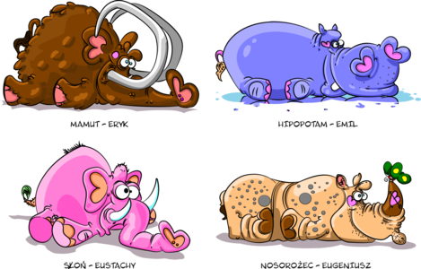 svg 动物 animals 爱情 colors caricature funny hippo rhinoceros mammoth elephant tired emotion confused 彩色 漫画 荒诞