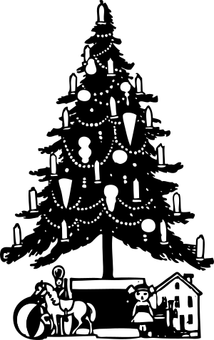 clip art clipart svg public domain black and white holiday christmas christmas tree xmas gift present gifts presents 剪贴画 假日 节日 假期 黑白 圣诞 圣诞节