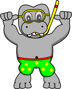 clip art clipart svg openclipart green color yellow 动物 cartoon sea funny hippo zoo beach fun toon diver beachwear hippopotamus snorkeling speedos 剪贴画 颜色 卡通 绿色 草绿 黄色 海洋