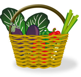 clip art clipart svg openclipart brown green 食物 yellow healthy shop basket shopping cart vegetables pepper shopping basket crate full cabbage eggplant onion aubegine 剪贴画 绿色 草绿 黄色