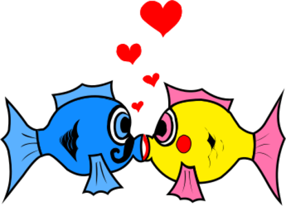 clip art clipart svg openclipart 爱情 symbol fish romance hearts kiss romantic day valentine's kissing valentone 剪贴画 符号