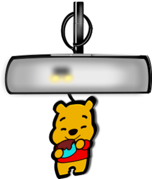 clip art clipart svg openclipart red color yellow car vehicle automobile mirror hanging air freshener winnie pooh deo deodorant fragrance 剪贴画 颜色 红色 黄色 小汽车 汽车 镜子