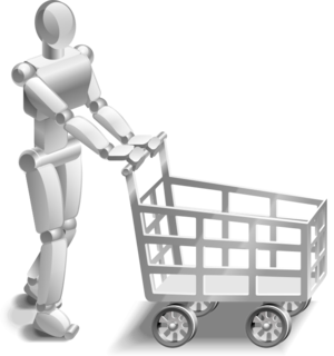 clip art clipart svg openclipart 食物 grayscale wheels 图标 symbol shopping shop robot cart e-commerce logo groceries supermarket push trolley 剪贴画 符号 去色