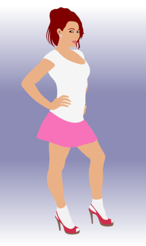 clip art clipart svg openclipart color white woman female 运动 女孩 pink socks skirt mini cheerleader beauty cheeky high heels 剪贴画 颜色 女人 女性 白色 粉红 粉红色