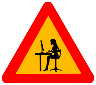 clip art clipart svg openclipart red yellow computer work pc desk woman lady 图标 sign symbol female humor warning road sign danger triangle geek roadsign international rules caution information triangular regulation dangerous signage informative traffic sign womansday using 剪贴画 符号 标志 计算机 电脑 女人 女性 红色 黄色 女士 路标 危险 警告 三角形