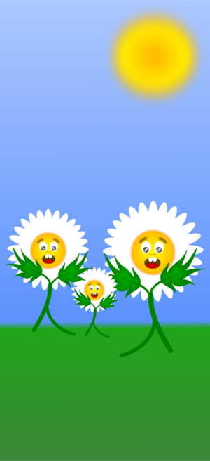 clip art clipart svg openclipart green blue 花朵 nature plant yellow white dancing cartoon caricature happy leaves smiling sky field daisy grass stem 剪贴画 卡通 绿色 草绿 白色 蓝色 黄色 植物 微笑 叶子 漫画 荒诞