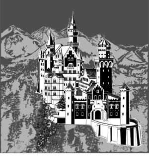 building clip art clipart svg openclipart hill black white grayscale art deco castle germany palace ludwig ii neuschwanstein century bavaria monocrome new swanstone castle nineteenth romanesque revival southwest 剪贴画 黑色 白色 去色 建筑 建筑物