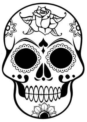 clip art clipart svg openclipart black 花朵 white cartoon outline head decorative decoration floral tattoo death face skeleton dark human night comic scary horror evil skull monster lineart ornate personification creature rpse 剪贴画 卡通 装饰 线描 线条画 黑色 白色 人类 人