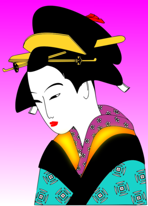 clip art clipart svg openclipart blue ancient woman lady female traditional portrait japanese face dress look hair down young japan asian kimono looking down 剪贴画 女人 女性 蓝色 女士 日本 头发 毛发 肖像 头像 日本人 年轻