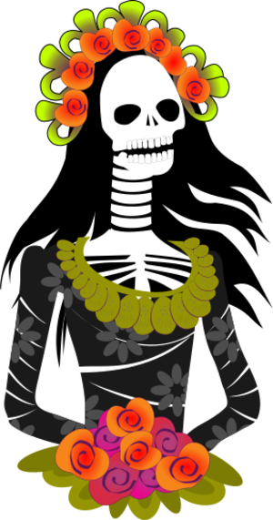 clip art clipart svg openclipart color silhouette 人物 flowers female traditional 女孩 death mexican skeleton celebration skull mexico human being humuan day of the dead 剪贴画 颜色 剪影 女人 女性 庆祝
