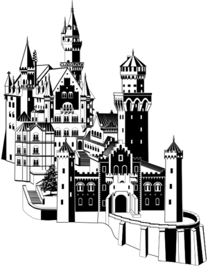 building clip art clipart svg openclipart black black and white white historical art deco castle stylized germany tourist bavarian attraction ludwig ii neuschwanstein bavaria 剪贴画 黑色 白色 黑白 建筑 建筑物