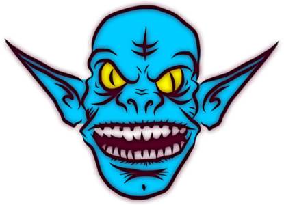 clip art clipart svg openclipart color ice blue yellow mascot devil evil big mean ears spooky spiky eared goblin grin 剪贴画 颜色 蓝色 黄色 恐怖