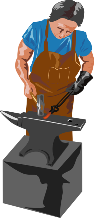 clip art clipart svg openclipart color work gold 人物 man metal blacksmith male hammer craft crafting smelt anvil horseshoer 剪贴画 颜色 男人 男性 金属 黄金 金色