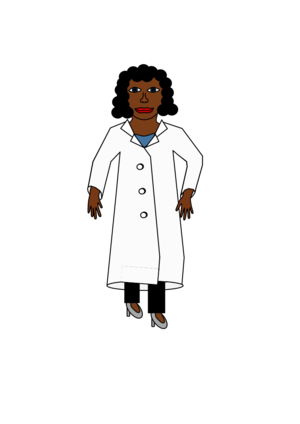 clip art clipart svg openclipart black color woman lady female 女孩 white coat laboratory chemist lab coat scientist pharmacist high heels african-american 剪贴画 颜色 女人 女性 黑色 女士
