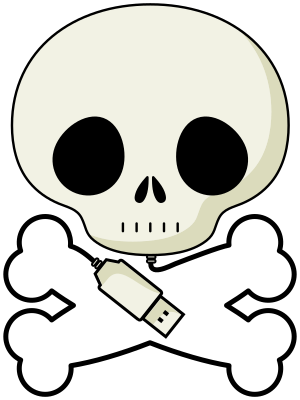 clip art clipart svg openclipart black white 图标 sign symbol plug bones comic pirate skull crane usb crossed hacking prise caroon skull usb cable hacker 剪贴画 符号 标志 黑色 白色