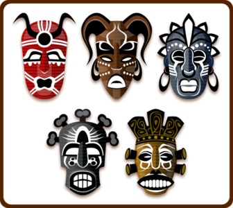 clip art clipart svg openclipart color tradition 图标 sign symbol africa african traditional set culture selection under masks tribe trbal african mask 剪贴画 颜色 符号 标志