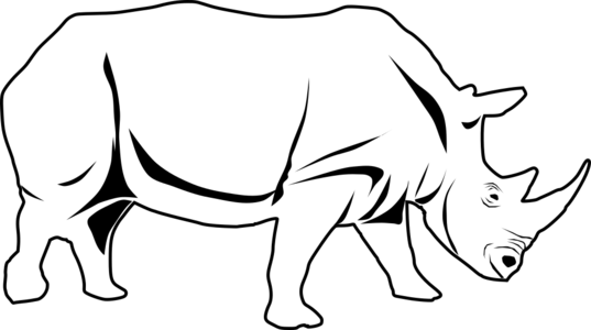 clip art clipart svg openclipart black 动物 line art white horn rhinoceros zoo africa line drawing rhino 剪贴画 线描 线条画 黑色 白色