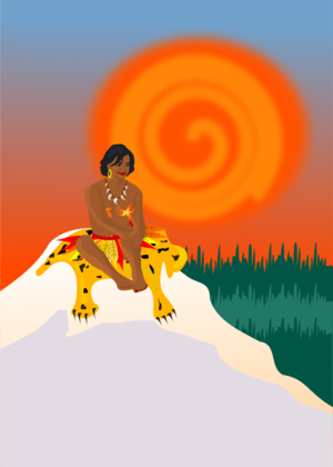 clipart svg openclipart colorful scene woman lady female exotic africa sun sunset smiling landscape cliff sitting vector skin native naked tiger clip at tiger skin 女人 女性 女士 彩色 微笑 场景 多彩 太阳