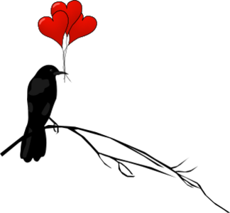 clip art clipart svg openclipart black bird branch white silhouette balloon heart shape beak holding hold raven 剪贴画 剪影 黑色 白色 心形 心脏 鸟
