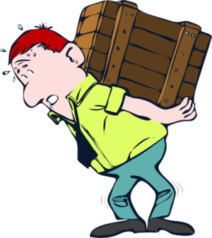 clip art clipart svg openclipart color 人物 cartoon box man carry male load delivery guy huge carrying heavy package struggling 剪贴画 颜色 卡通 男人 男性