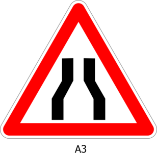 svg red road sign symbol warning triangle narrow 符号 标志 红色 公路 马路 道路 三角形