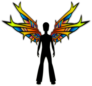 clip art clipart svg openclipart colorful wings silhouette retro angel rainbow male stylised dancer black outline 60c 剪贴画 男人 剪影 男性 彩色 多彩 复古