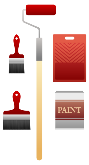 clip art clipart svg openclipart red color decoration painting decorate tools brush set paint selection decorator 剪贴画 颜色 装饰 红色