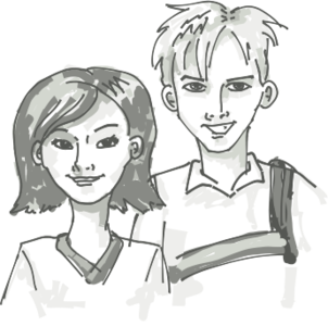clip art clipart svg openclipart grayscale 男孩 cartoon female school 女孩 smiling smile male students couple faces pair schoolboy schoolgirl pupils brother humans sister 剪贴画 卡通 男人 男性 女人 女性 去色 微笑 学校
