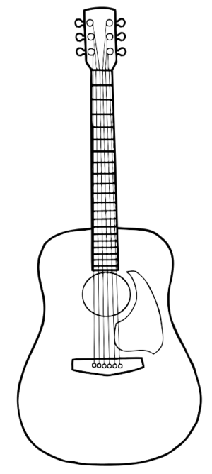 clip art clipart svg openclipart black line art 音乐 play tunes song musical instrument concert pop rock wire string tune-up white guitar acoustic 剪贴画 线描 线条画 黑色 白色