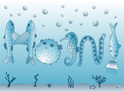 clip art clipart svg openclipart blue fish sea ocean german jellyfish seahorse marine lettering greeting blowfish moin 剪贴画 蓝色 海洋