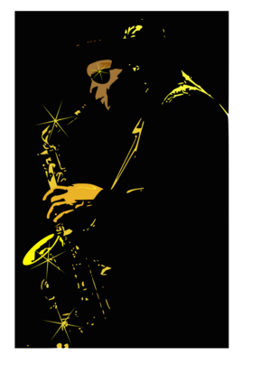 clip art clipart svg openclipart color 音乐 song gold concert musician man playing star saxophone blowing audience rock star 剪贴画 颜色 男人 黄金 金色 星星