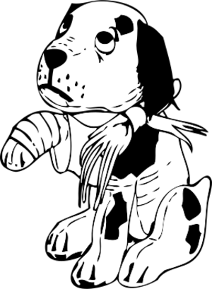 clip art clipart image svg openclipart black 动物 white cartoon dog broken sad leg injury paw banged 剪贴画 卡通 黑色 白色 狗