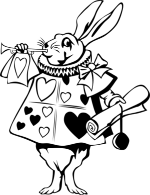 clip art clipart svg openclipart black 动物 white cartoon kids children playing comic bunny rabbit fairy tale alice wonderland instruent trupet 剪贴画 卡通 黑色 白色 小孩 儿童