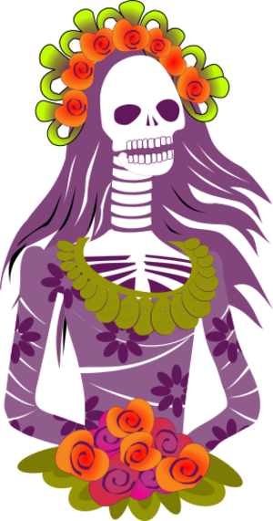 clip art clipart svg openclipart color 人物 flowers traditional 女孩 death mexican skeleton celebration skull mexico day of the dead 剪贴画 颜色 庆祝