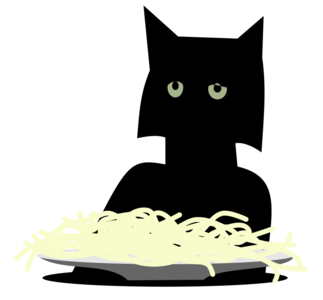 clip art clipart svg openclipart black 食物 动物 dinner lunch humor cat pet eating eat meal tv spaghetti pasta 剪贴画 黑色 宠物 吃的