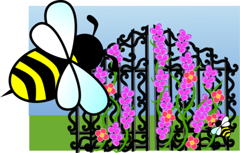 svg openclipart color 花朵 动物 scene flowers insect summer gate bee bumblebee pollen overgrown sumer time 颜色 夏天 夏季 夏日 场景