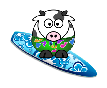 clip art clipart svg openclipart 动物 cow cartoon sea summer vacation holiday seashore swim swimming rest surfboard surfer surfing hula hula skirt trunks 剪贴画 卡通 假日 节日 假期 夏天 夏季 夏日 海洋