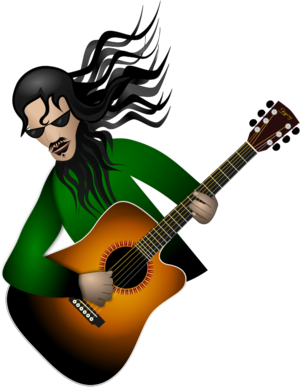 clip art clipart svg openclipart brown green color 音乐 play musician guitar acoustic 人物 player band male guy member long hair dude guitarist 剪贴画 颜色 男人 绿色 草绿 男性