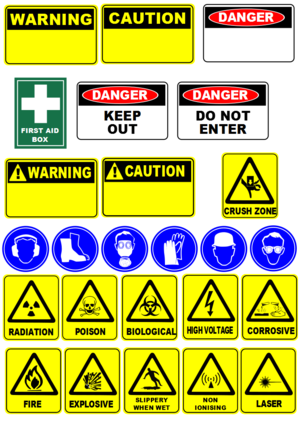 clip art clipart svg openclipart color sign fire radiation explosive warning safety slippery wet danger poison caution corrosive floor laser waste biological biohazard voltage do not enter ionising keep out 剪贴画 颜色 标志 危险 警告
