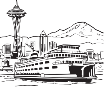clip art clipart svg openclipart black drawing white travel geography passengers cruiser landscape dock ferry harbour harbor docked ferryboat seattle docking 剪贴画 黑色 白色 旅行