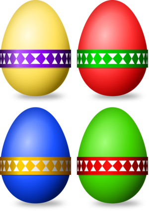 svg openclipart green red blue yellow colour holiday decorated ribbon celebrate easter egg eggs selection shaded painted colord feast feastday banderole 装饰 假日 节日 假期 绿色 草绿 红色 蓝色 黄色 彩色 复活节