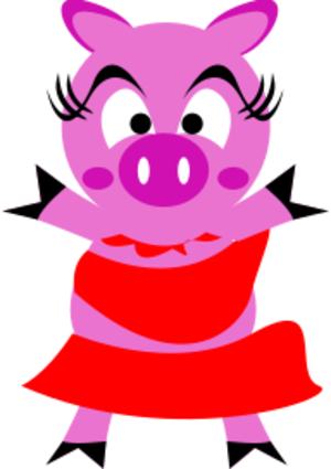 clip art clipart svg openclipart red color 动物 cartoon funny farm character pink pig piggy comic piglet dressed-up 剪贴画 颜色 卡通 红色 粉红 粉红色