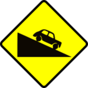 clip art clipart svg openclipart black yellow road sign warning traffic roadsign caution attention ahead steep hill down 剪贴画 标志 黑色 黄色 路标 公路 马路 道路 警告