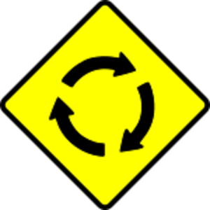 clip art clipart svg openclipart black yellow sign warning traffic roadsign caution roundabout attention junction 剪贴画 标志 黑色 黄色 路标 警告