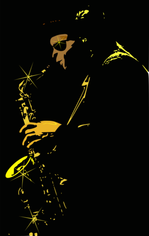 clip art clipart svg openclipart black color yellow play jazz player jazz music sax jazzer xaxophone 剪贴画 颜色 黑色 黄色